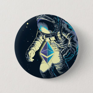 Ethereum Crypto Astronaut - ETH To The Moon 6 Cm Round Badge