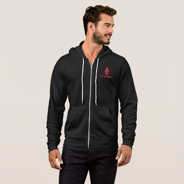 Ethereum ETH 8-Bit Red Logo | Zip Hoodie (Front Full)
