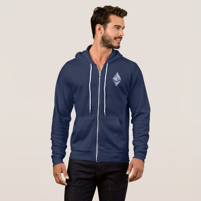 Ethereum ETH Grey & Blue Logo | Zip Hoodie (Front Full)