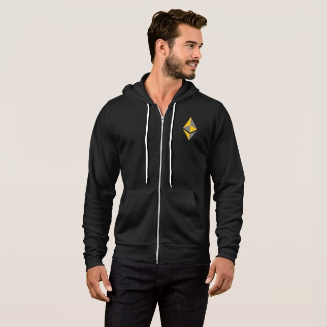 Ethereum ETH Grey & Gold Logo | Zip Hoodie (Front Full)
