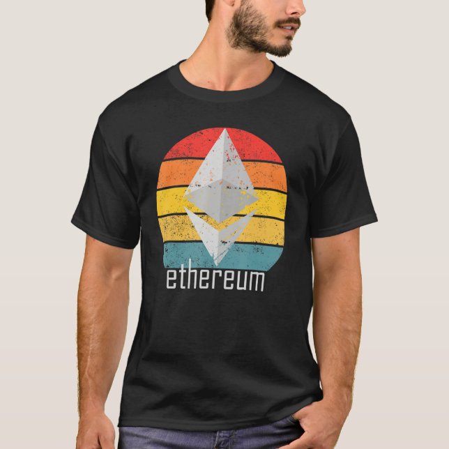 Ethereum Sunset Cryptocurrency Eth Distressed Cryp T-Shirt (Front)
