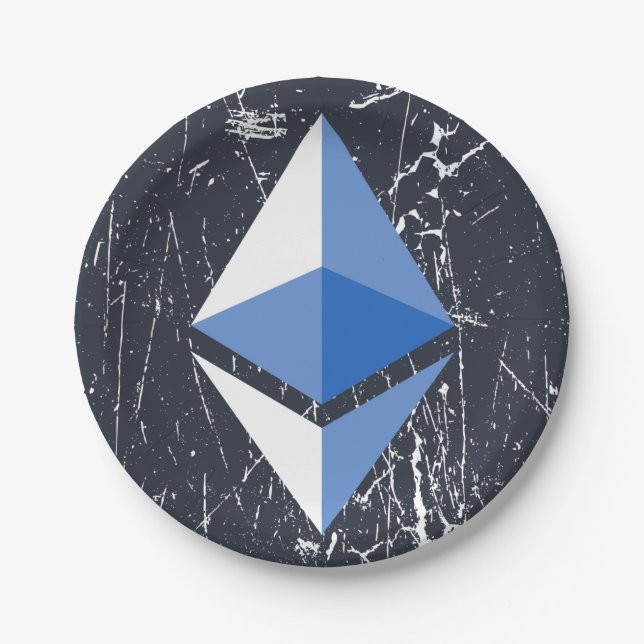 ethereum symbol grunge crypto cryptocurrency money paper plate (Front)