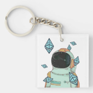 Ethereum To The Moon ETH Space Man Merch  Key Ring