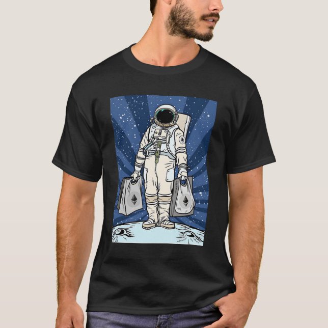 Ethereum To The Moon ETH Space Man Merch  T-Shirt (Front)
