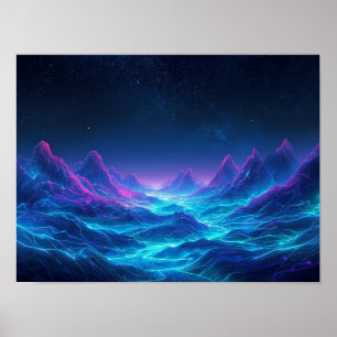 Etheric Topography: A Neon Synthwave Odyssey Poster