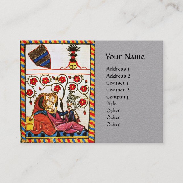 ETHERNAL LOVE MONOGRAM,Lovers Red Roses Grey Paper Business Card (Front)