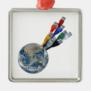 Ethernet Network Connected Earth Metal Tree Decoration