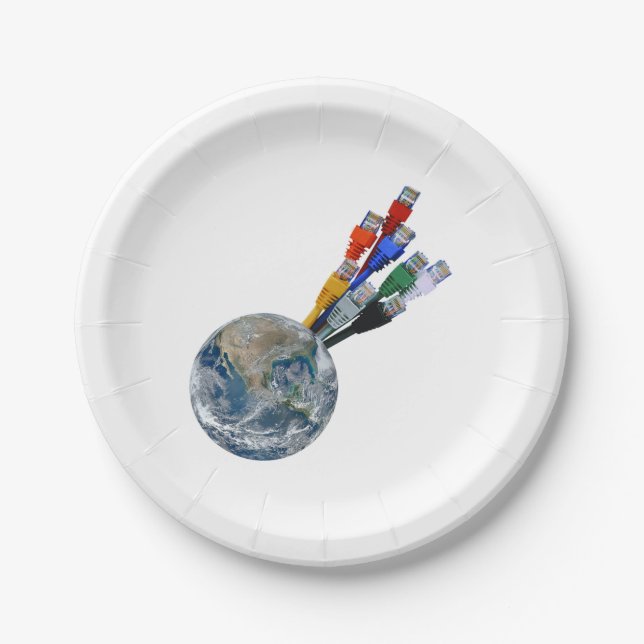 Ethernet Network Connected Earth Paper Plate (Front)