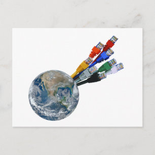 Ethernet Network Connected Earth Postcard