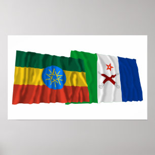 Ethiopia and Afar Waving Flags Poster