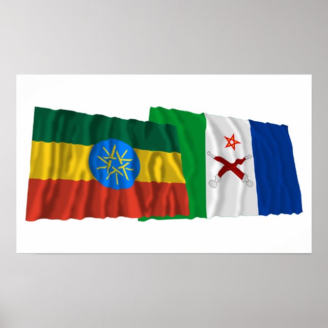 Ethiopia and Afar Waving Flags Poster (Front)