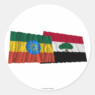 Ethiopia and Oromia Waving Flags Classic Round Sticker