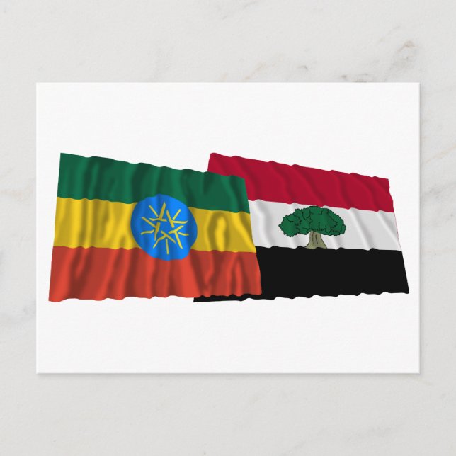 Ethiopia and Oromia Waving Flags Postcard (Front)