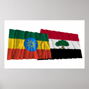 Ethiopia and Oromia Waving Flags Poster