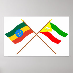 Ethiopia and Somali Crossed Flags Poster