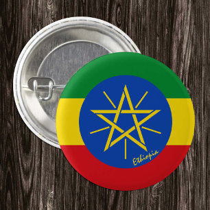 Ethiopia button, patriotic Ethiopian Flag fashion 3 Cm Round Badge