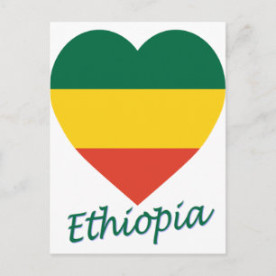 Ethiopia (civil) Flag Heart Postcard