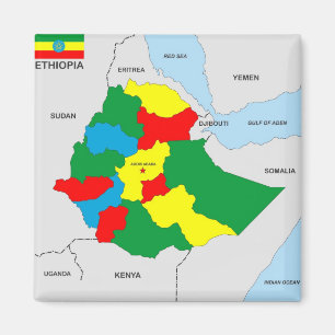 ethiopia country map flag magnet