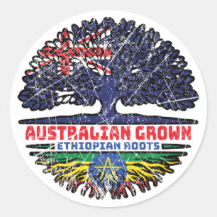 Ethiopia Ethiopian Australian Australia Tree Roots Classic Round Sticker
