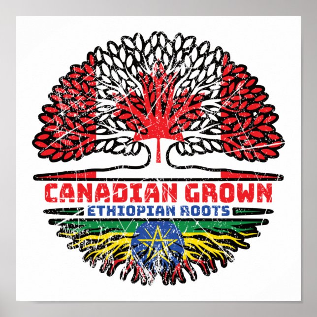 Ethiopia Ethiopian Canadian Canada Tree Roots Flag Poster (Front)