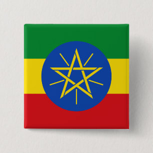 Ethiopia (Ethiopian) Flag 15 Cm Square Badge