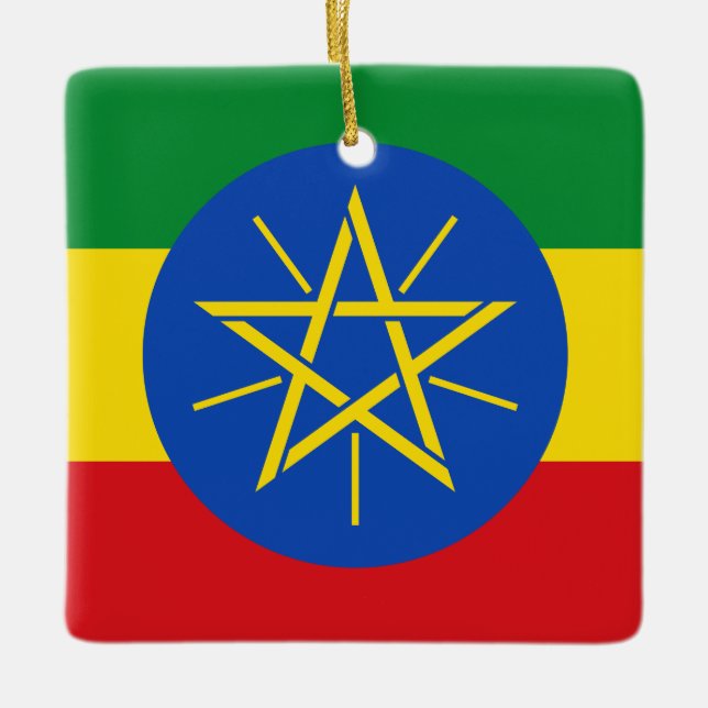 Ethiopia (Ethiopian) Flag Ceramic Ornament (Front)