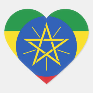 Ethiopia (Ethiopian) Flag Heart Sticker