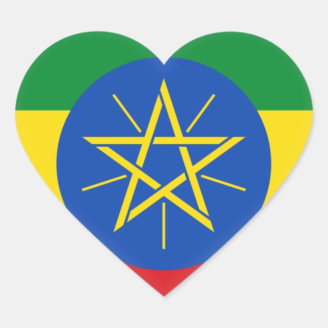 Ethiopia (Ethiopian) Flag Heart Sticker (Front)