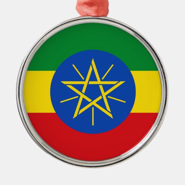 Ethiopia – Ethiopian Flag Metal Tree Decoration (Front)
