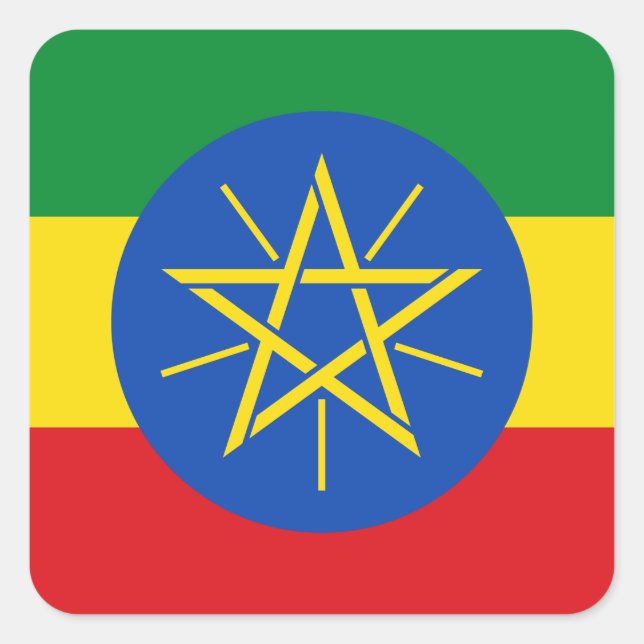 Ethiopia (Ethiopian) Flag Square Sticker (Front)