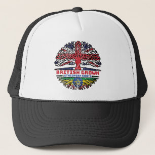 Ethiopia Ethiopian Uk United Kingdom British Tree Trucker Hat