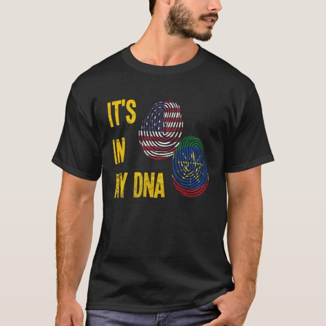 Ethiopia Ethiopians Africa Flag Proud DNA American T-Shirt (Front)