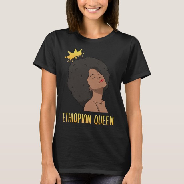 Ethiopia Ethiopians Woman Flag Proud Love Princess T-Shirt (Front)