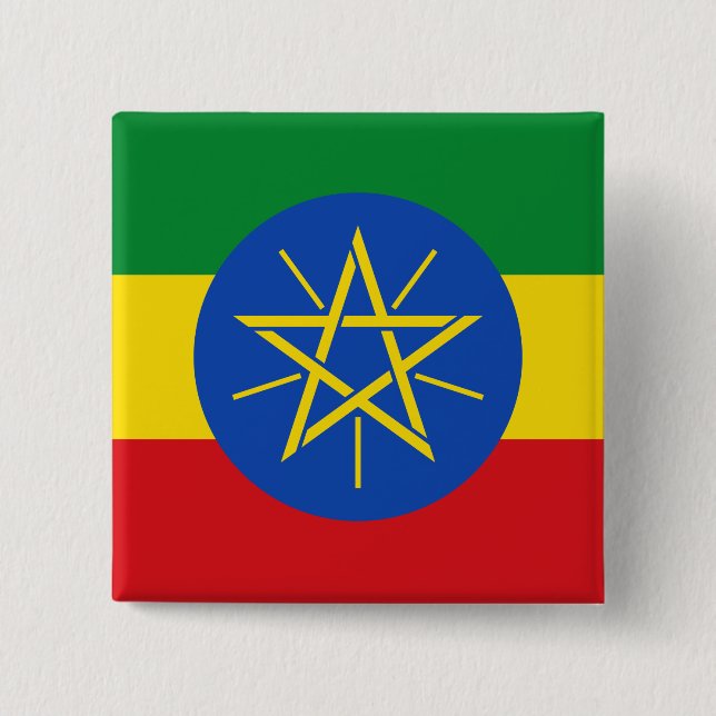 Ethiopia Flag 15 Cm Square Badge (Front)