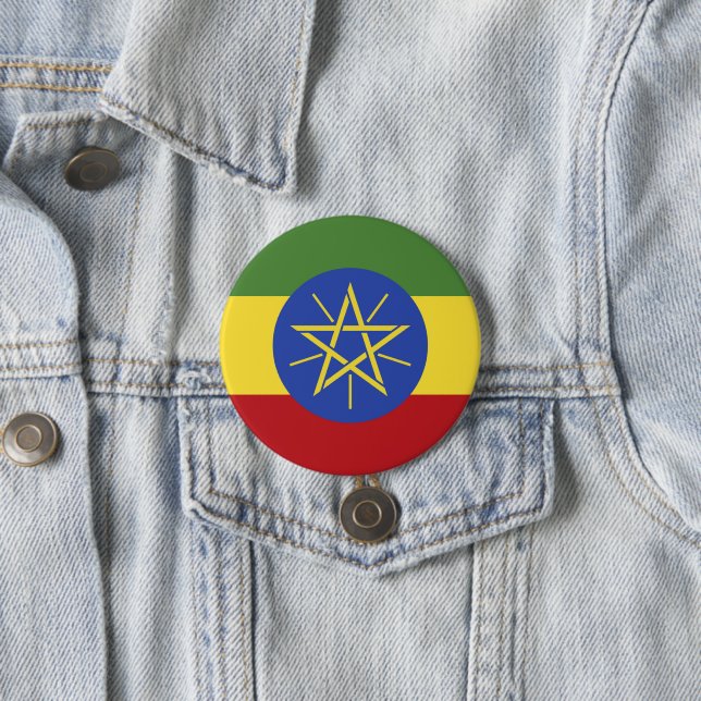 Ethiopia flag 7.5 cm round badge (In Situ)