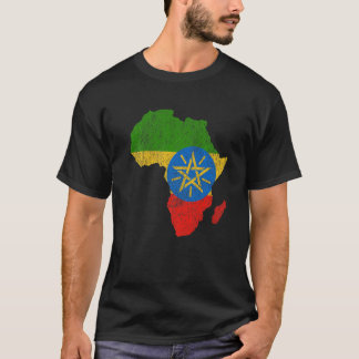 Ethiopia Flag Africa Continent Silhouette Gift Eth T-Shirt
