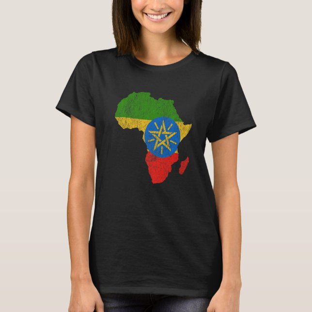 Ethiopia Flag Africa Continent Silhouette Gift Eth T-Shirt (Front)