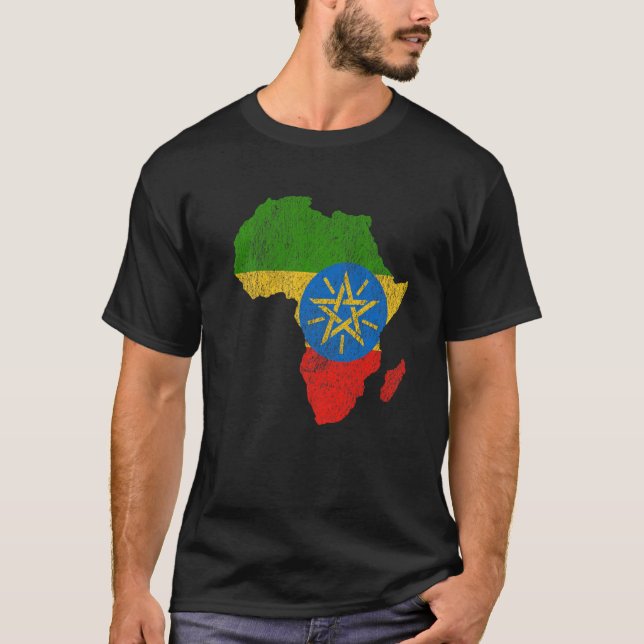 Ethiopia Flag Africa Continent Silhouette Gift Eth T-Shirt (Front)