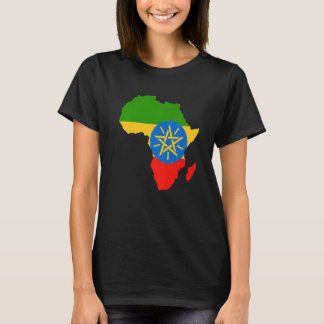 Ethiopia Flag Africa Continent Silhouette Gift Eth T-Shirt