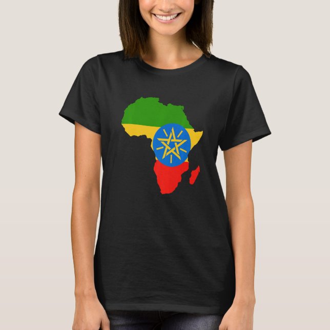 Ethiopia Flag Africa Continent Silhouette Gift Eth T-Shirt (Front)
