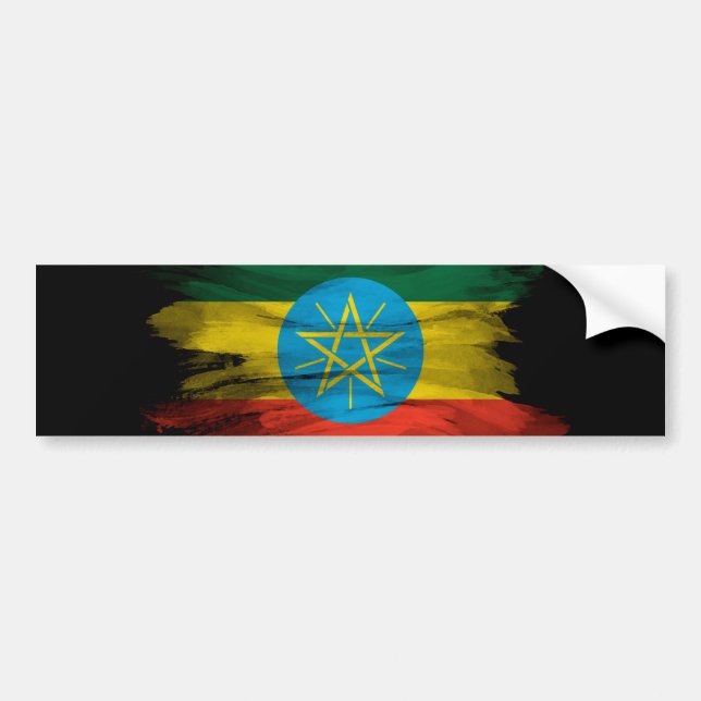 Ethiopia flag brush stroke, national flag bumper sticker (Front)