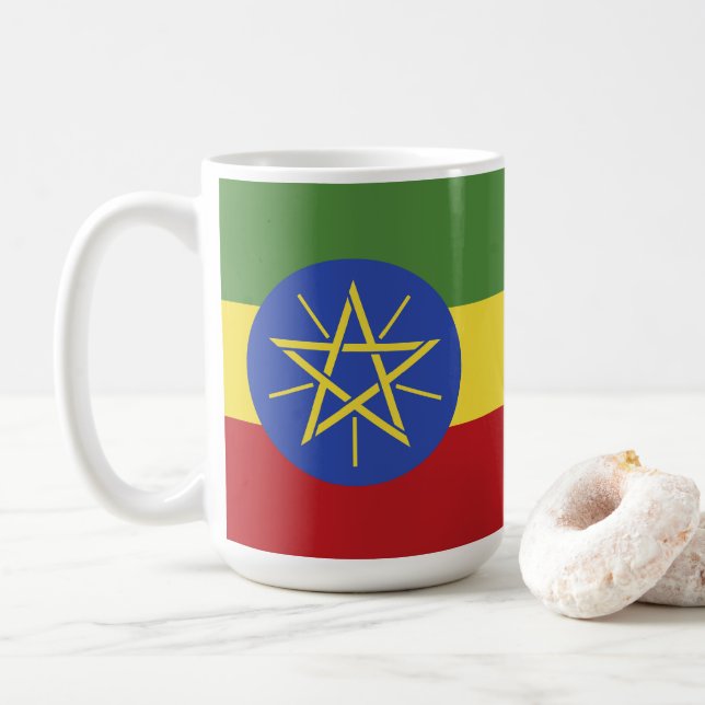 Ethiopia flag coffee mug (With Donut)