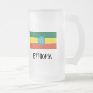 Ethiopia Flag Frosted Glass Beer Mug
