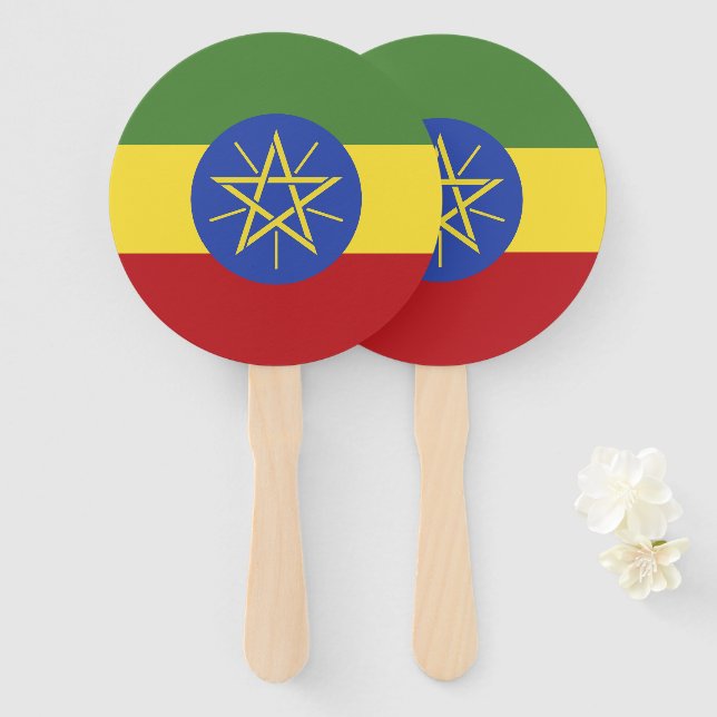 Ethiopia flag hand fan (Front and Back)