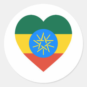 Ethiopia Flag Heart Classic Round Sticker