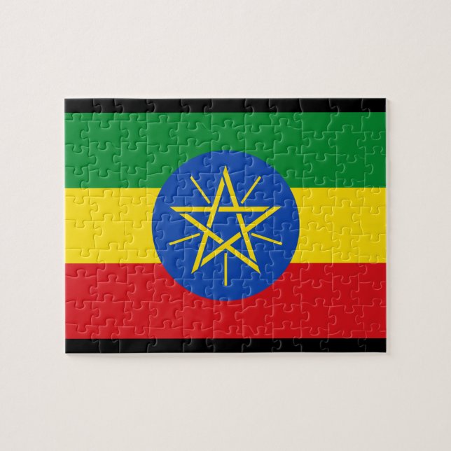 Ethiopia Flag Jigsaw Puzzle (Horizontal)