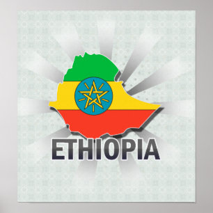 Ethiopia Flag Map 2.0 Poster