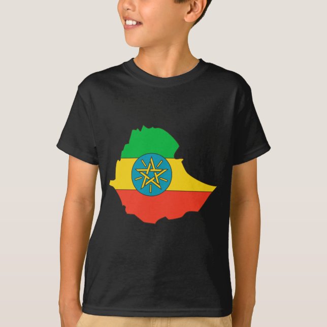 Ethiopia flag map T-Shirt (Front)