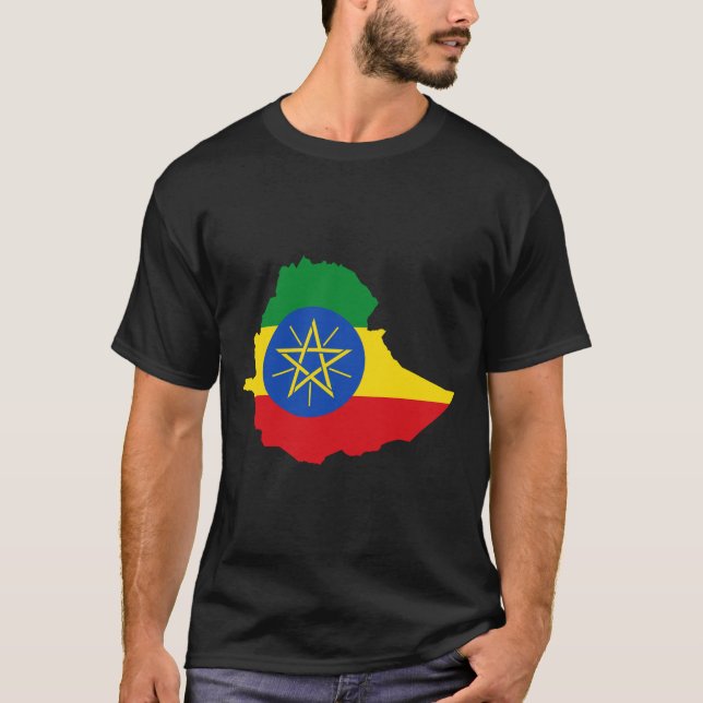 Ethiopia Flag Map T-Shirt (Front)