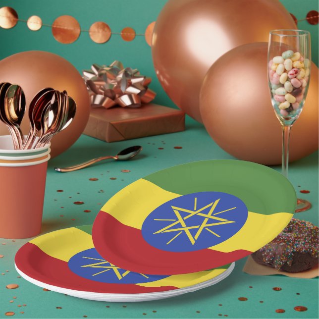 Ethiopia flag paper plate (Multi)